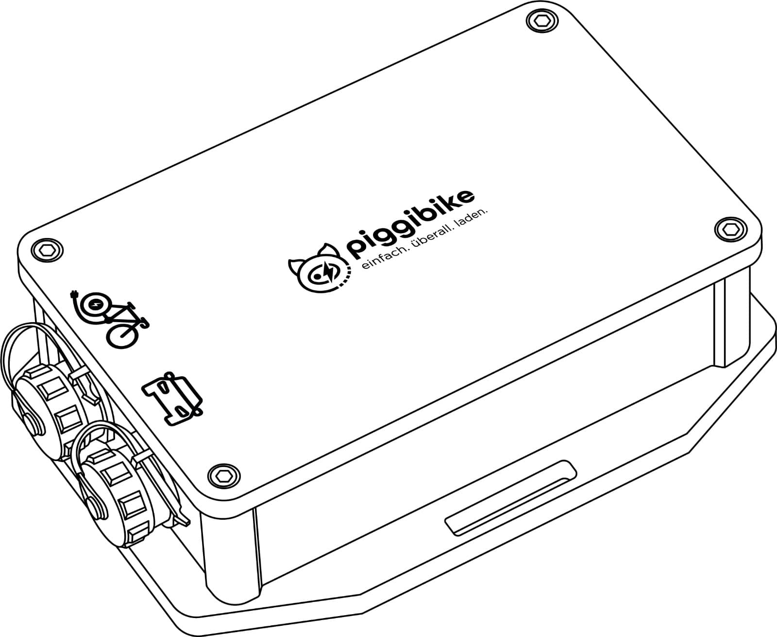 Strichzeichnung vom Piggibike 12V E-Bike Ladegerät