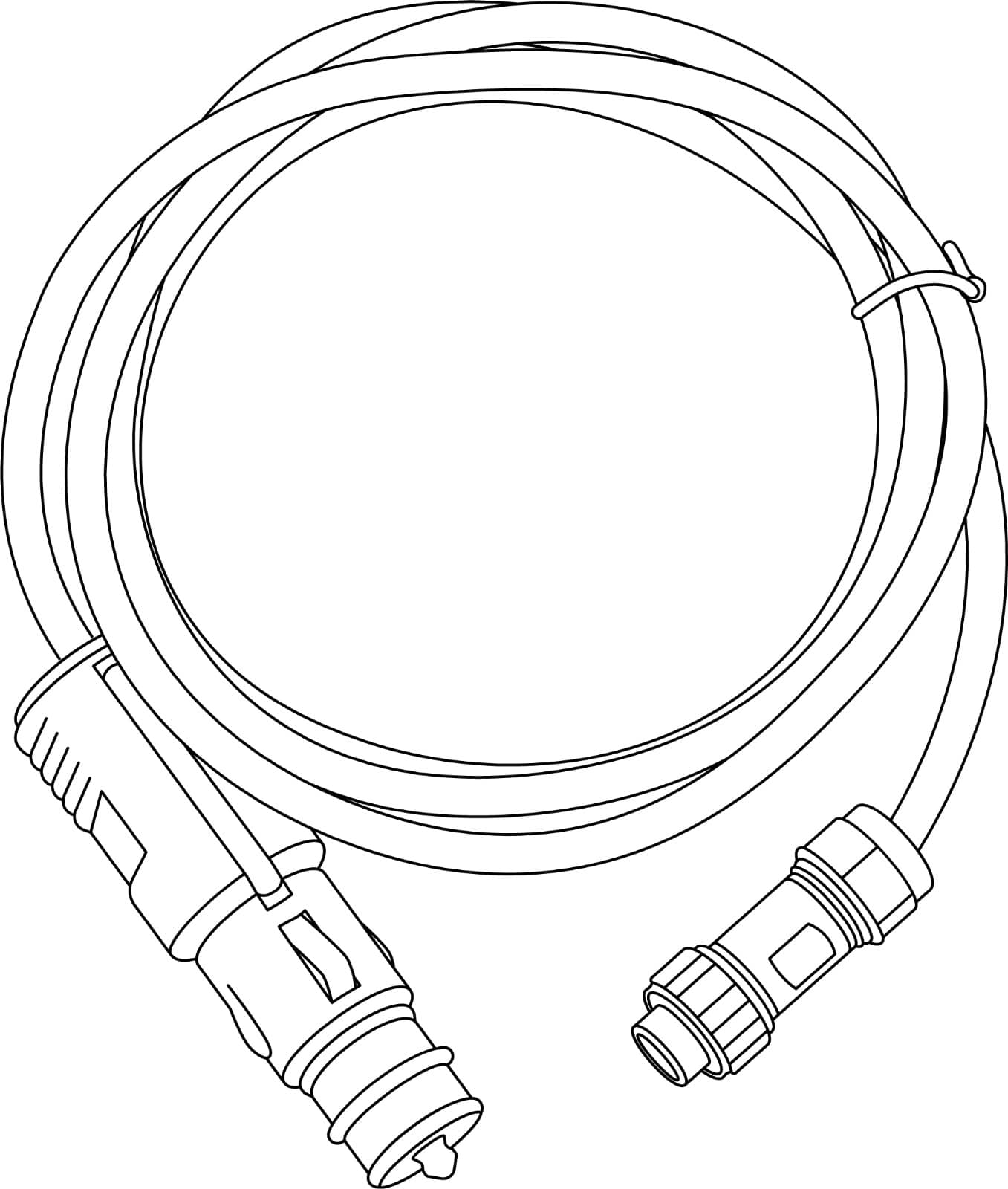 Strichzeichnung vom 12V Ladekabel für Piggibike